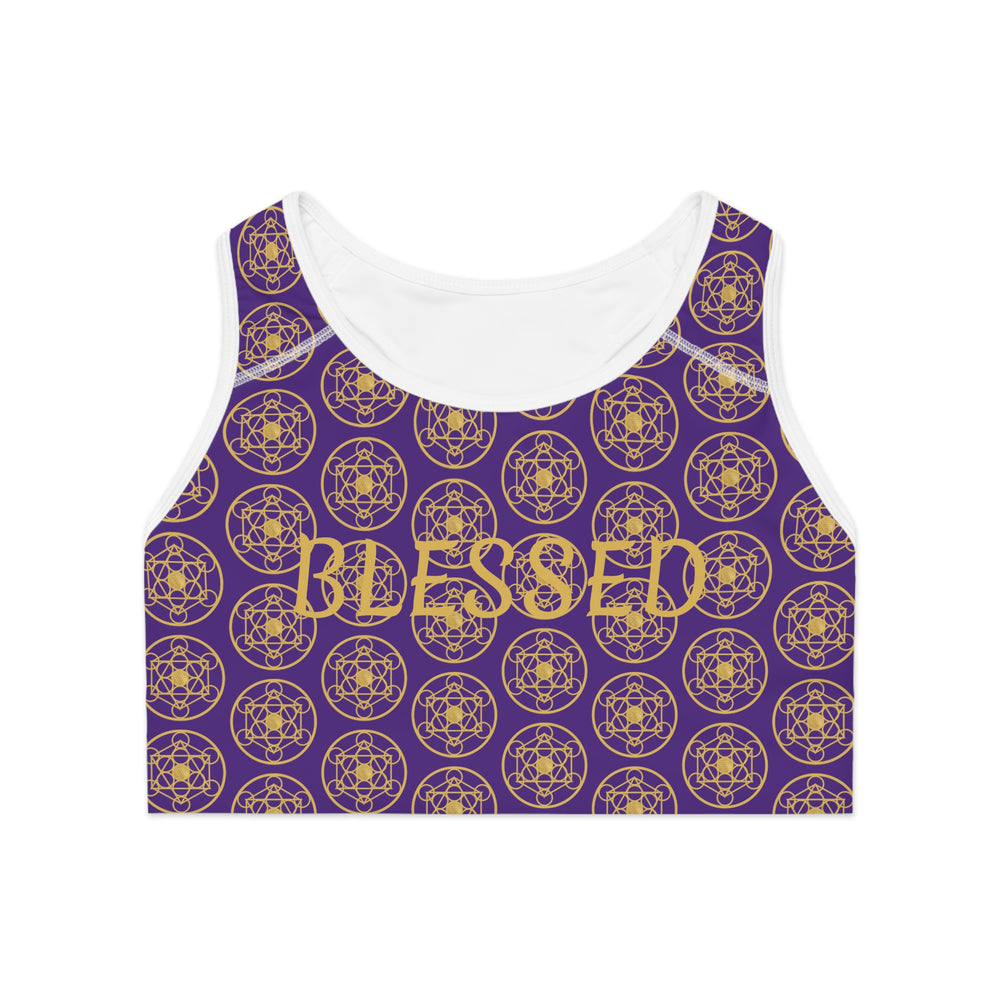 BLESSED - Pattern Design - Sports Bra (AOP)  - PURPLE