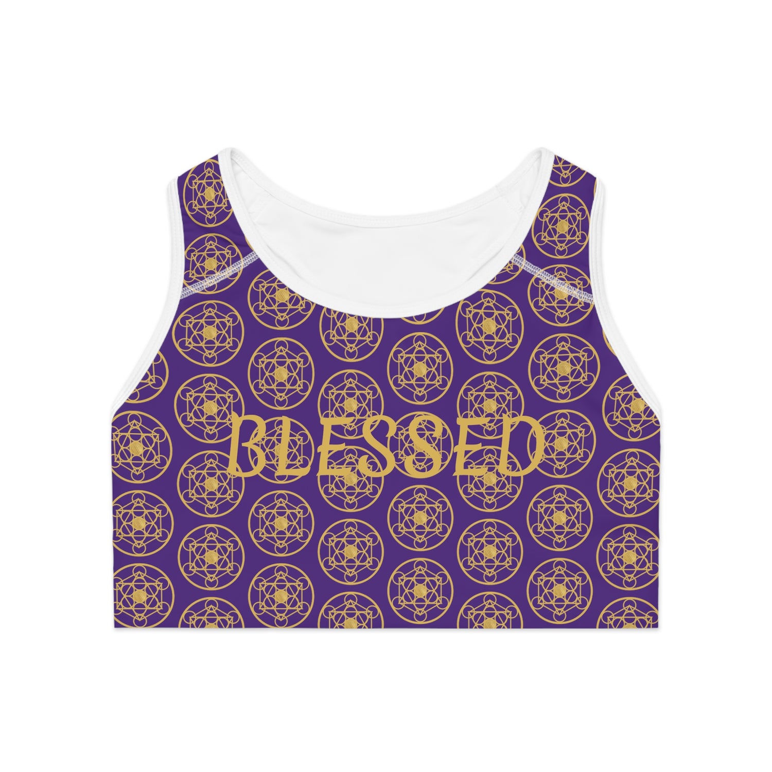 BLESSED - Pattern Design - Sports Bra (AOP)  - PURPLE