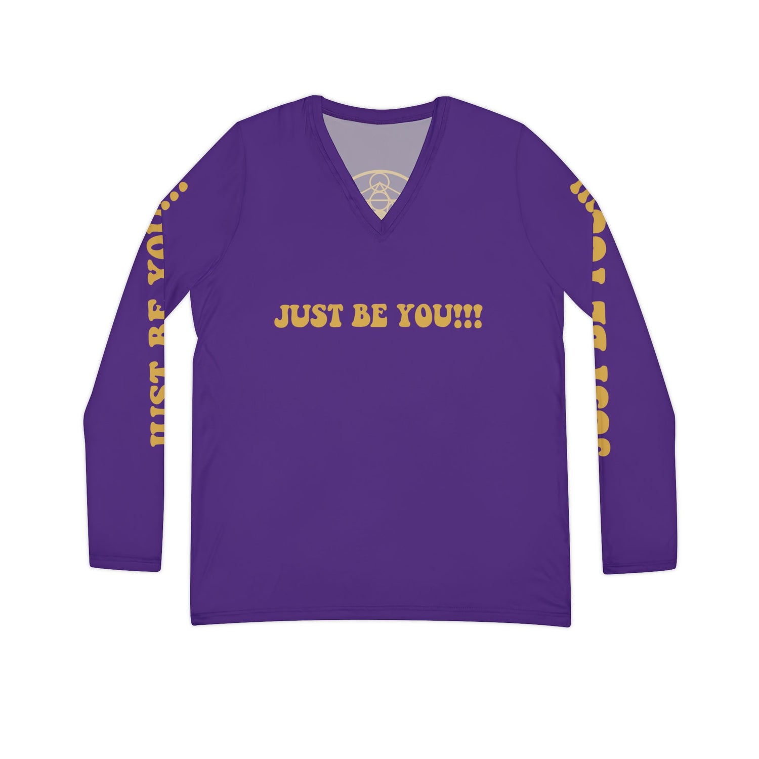 JUST BE YOU!!! Women's Long Sleeve V-neck Shirt (AOP) - PURPLE