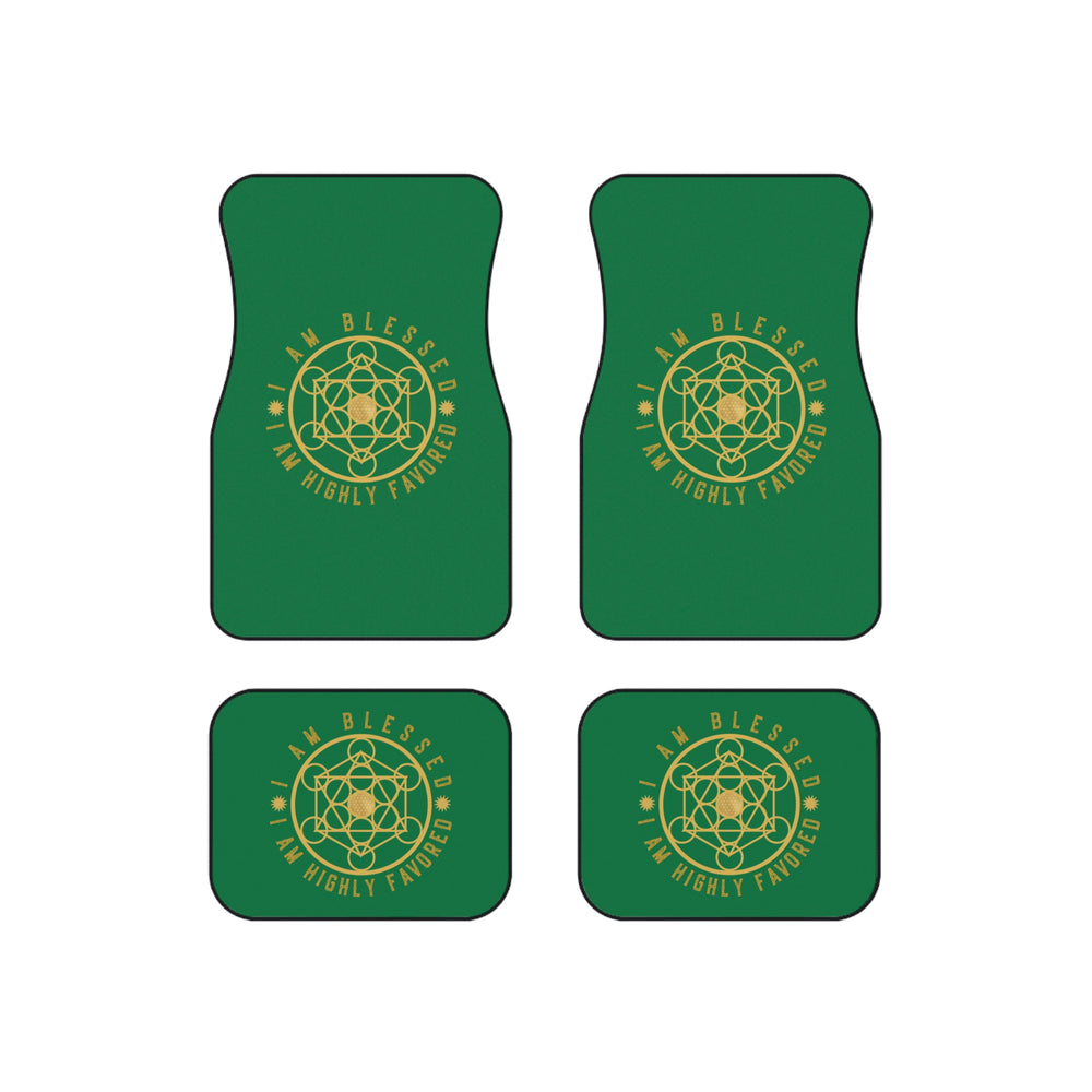 I AM BLESSED I AM HIGHLY FAVORED - Car Mats (Set of 4) - Green