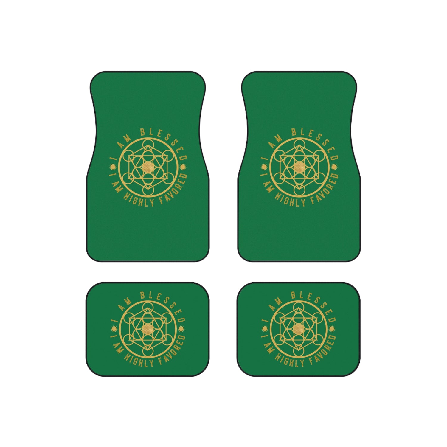 I AM BLESSED I AM HIGHLY FAVORED - Car Mats (Set of 4) - Green