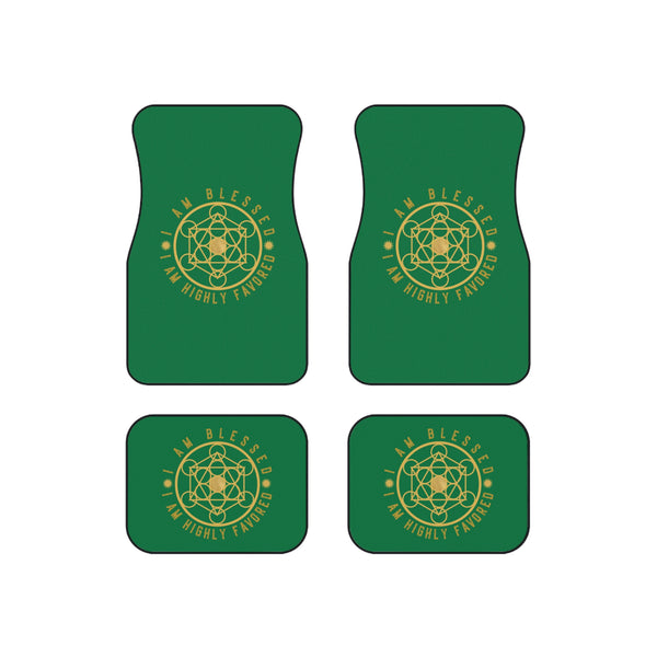 I AM BLESSED I AM HIGHLY FAVORED - Car Mats (Set of 4) - Green