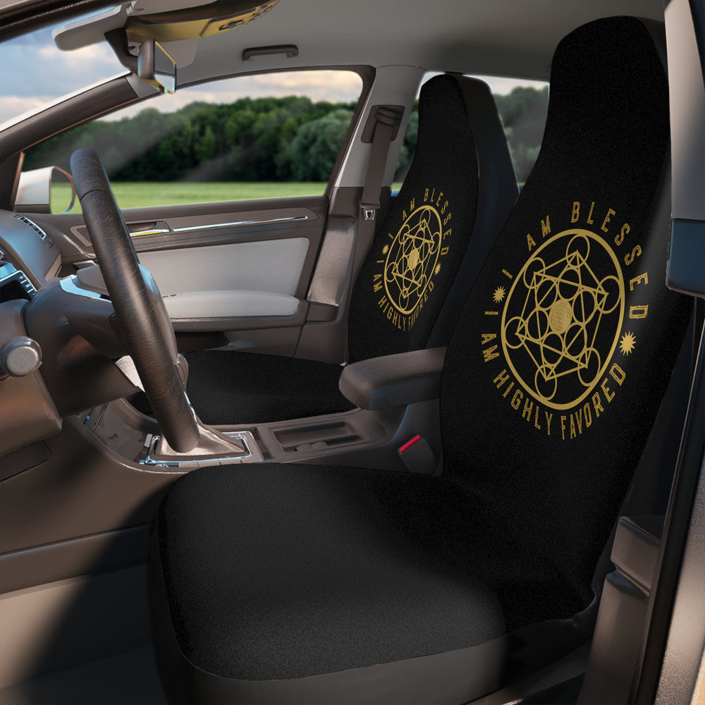 I AM BLESSED I AM HIGHLY FAVORED - Car Seat Covers - Black