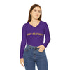 JUST BE YOU!!! Women's Long Sleeve V-neck Shirt (AOP) - PURPLE