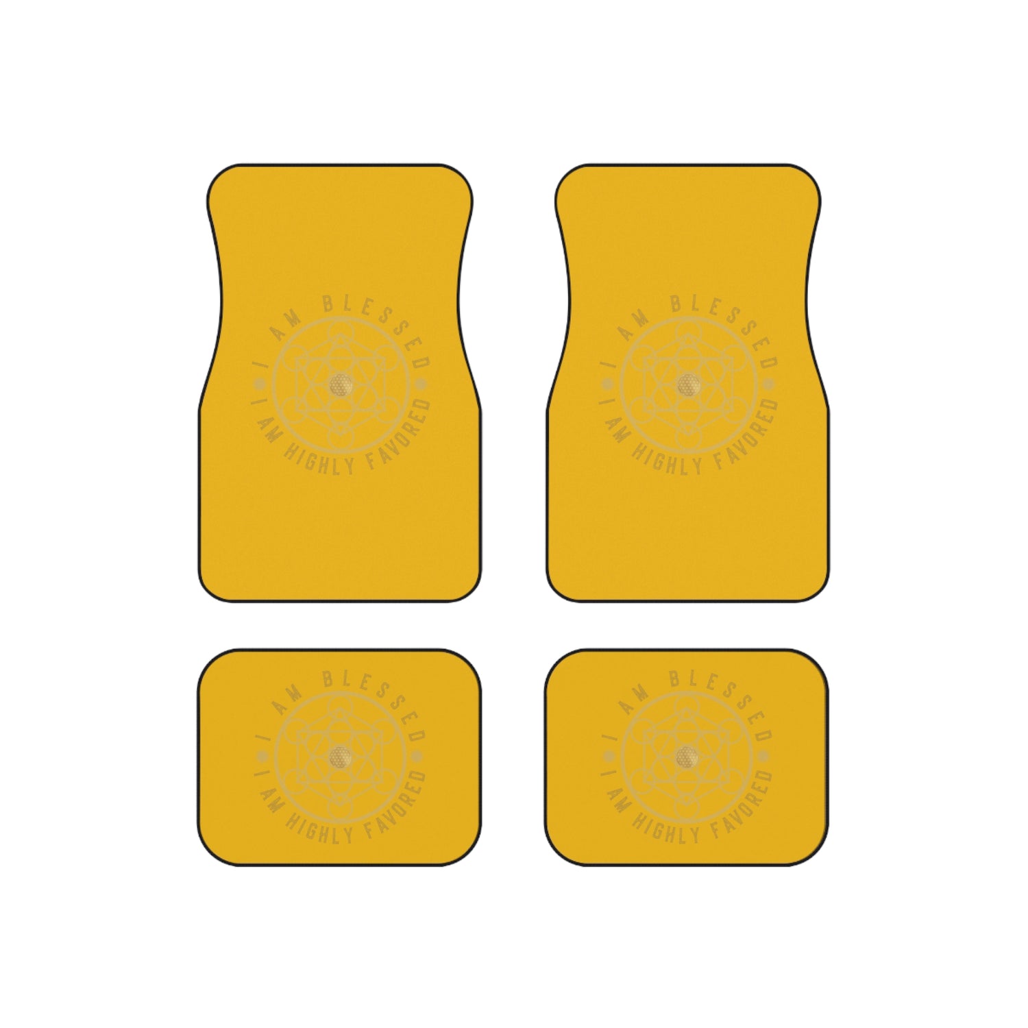 I AM BLESSED I AM HIGHLY FAVORED - Car Mats (Set of 4) - Yellow
