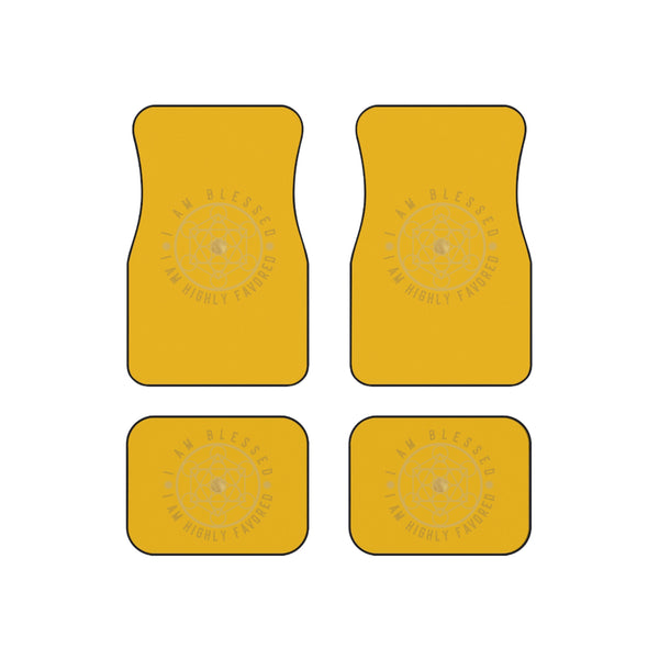 I AM BLESSED I AM HIGHLY FAVORED - Car Mats (Set of 4) - Yellow