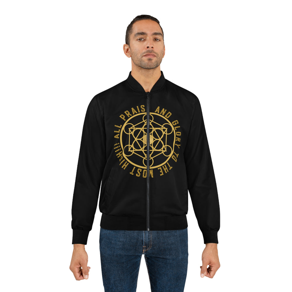 Copy of ALL PRAISE AND GLORY TO THE MOST HIGH !!!- Men's Bomber Jacket (AOP) - BLACK