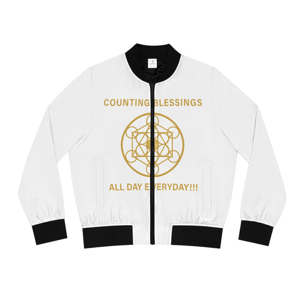 COUNTING BLESSINGS ALL DAY EVERYDAY!!! - Women's Bomber Jacket (AOP)