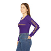 GRATITUDE IS KEY!!! Women's Long Sleeve V-neck Shirt (AOP) - PURPLE