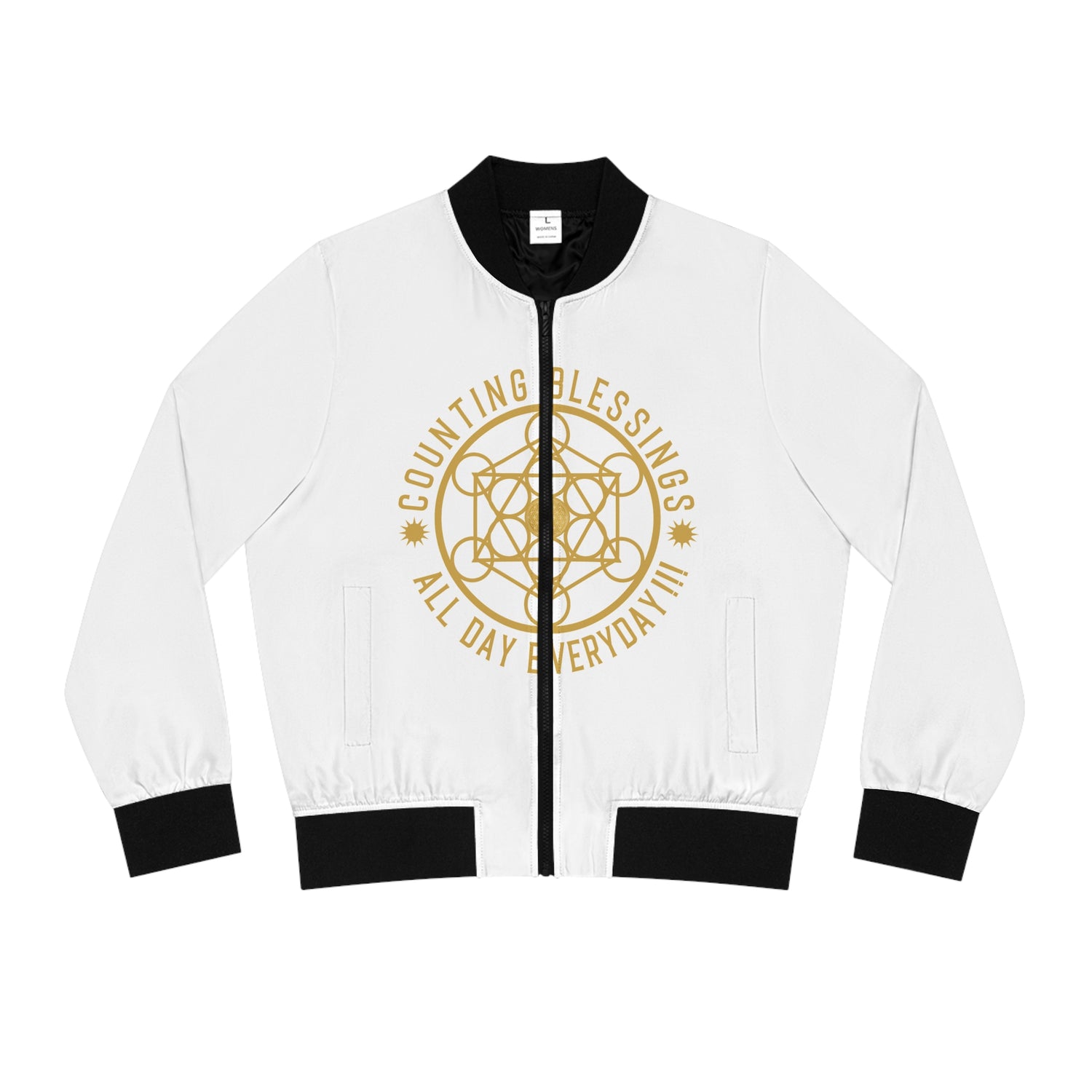 COUNTING BLESSINGS ALL DAY EVERYDAY - Women's Bomber Jacket (AOP)