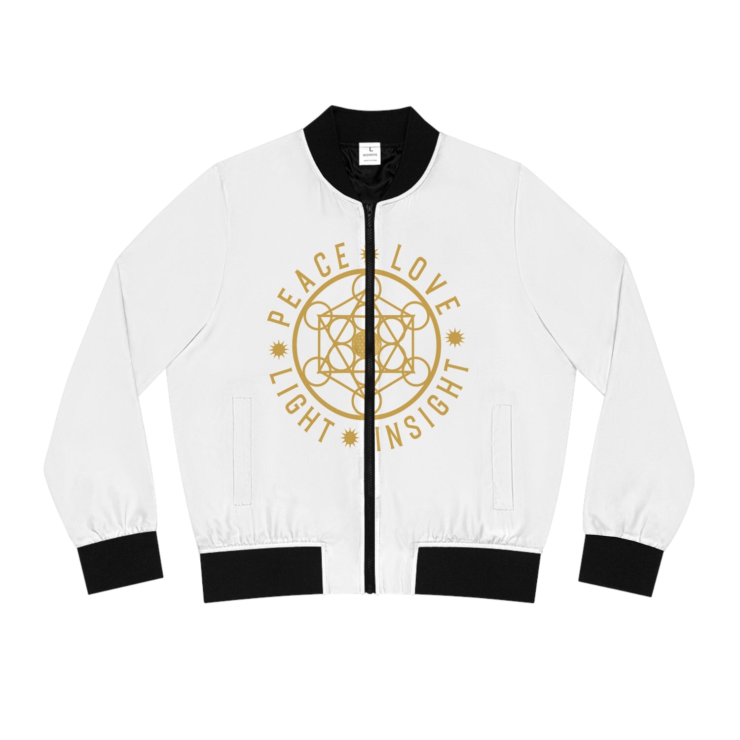 PEACE LOVE LIGHT INSIGHT - Women's Bomber Jacket (AOP)