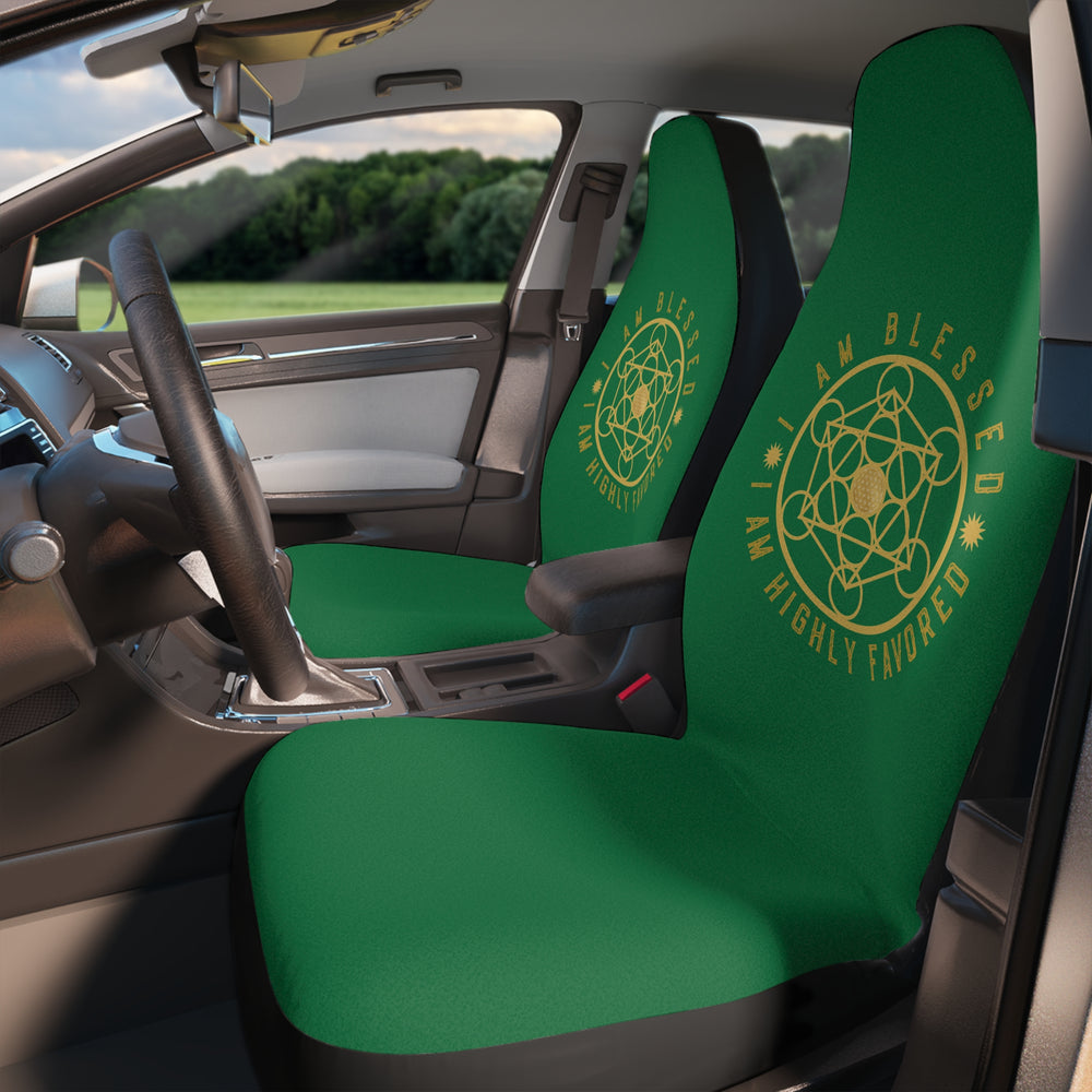 I AM BLESSED I AM HIGHLY FAVORED - Car Seat Covers - Green