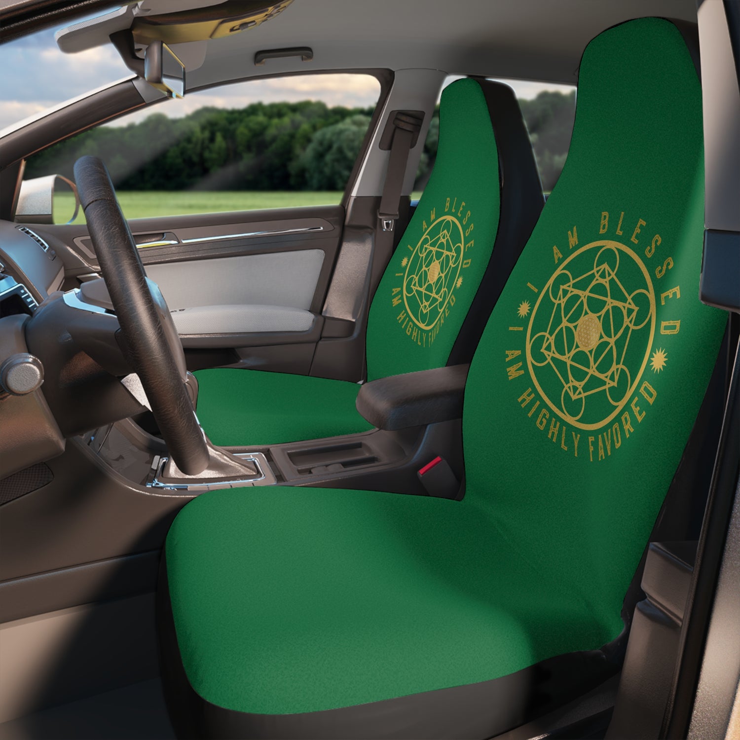 I AM BLESSED I AM HIGHLY FAVORED - Car Seat Covers - Green