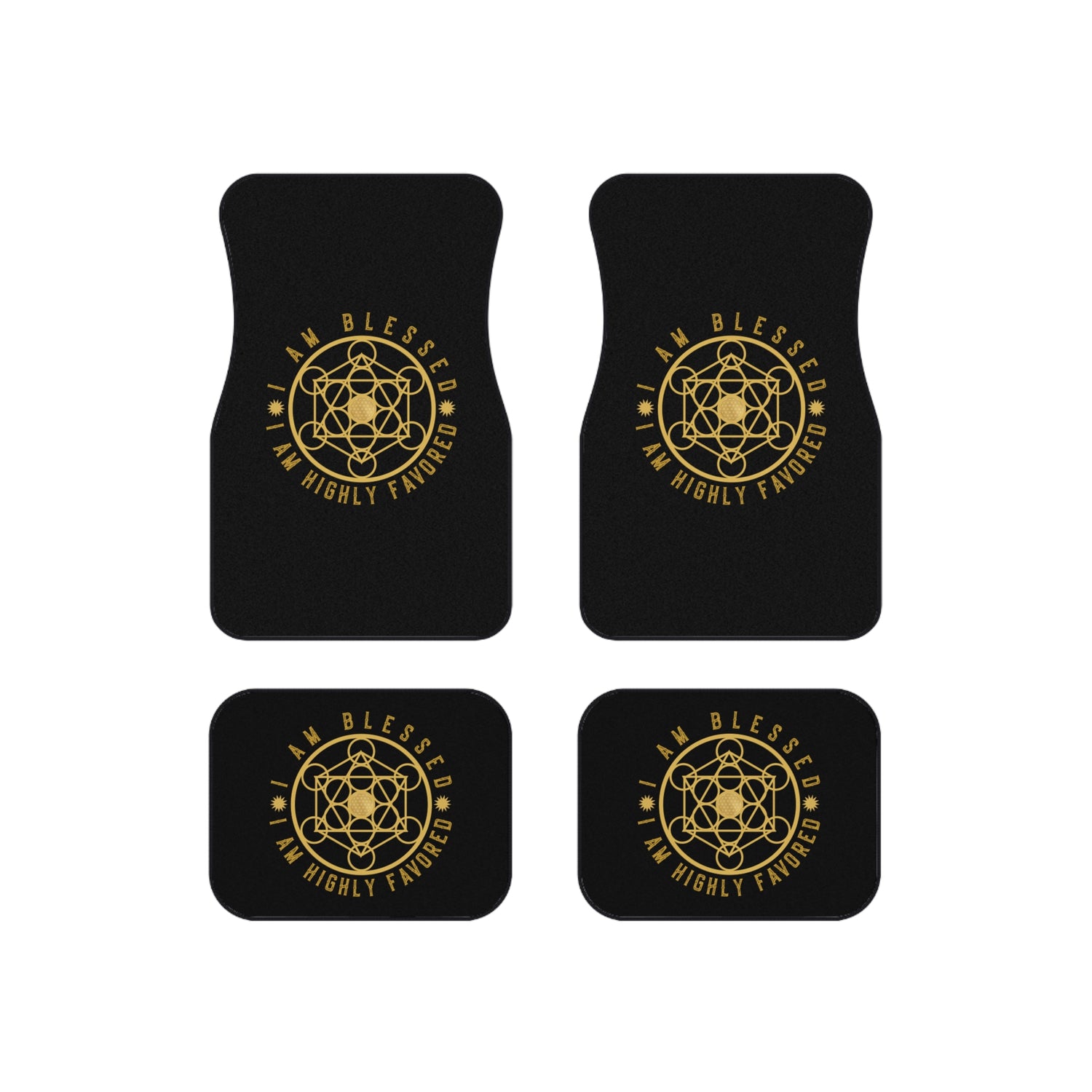 I AM BLESSED I AM HIGHLY FAVORED - Car Mats (Set of 4) - Black