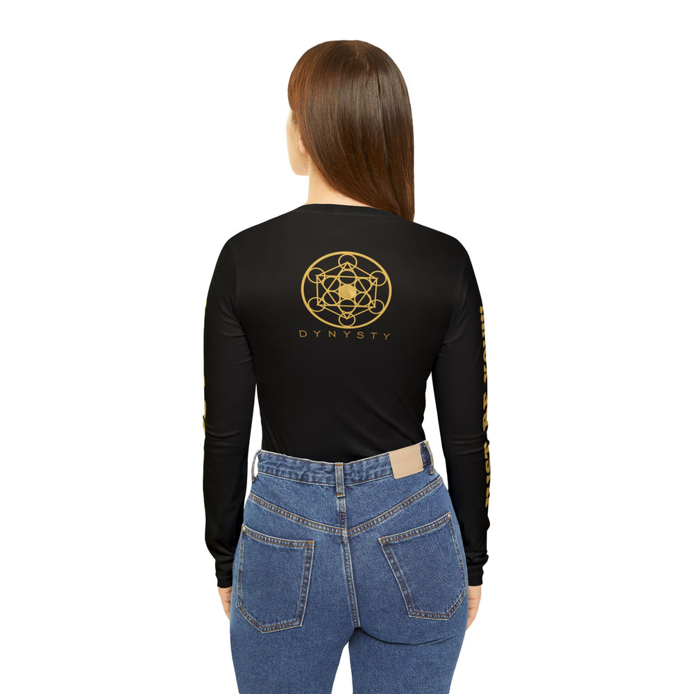 JUST BE YOU!!! Women's Long Sleeve V-neck Shirt (AOP) - BLACK