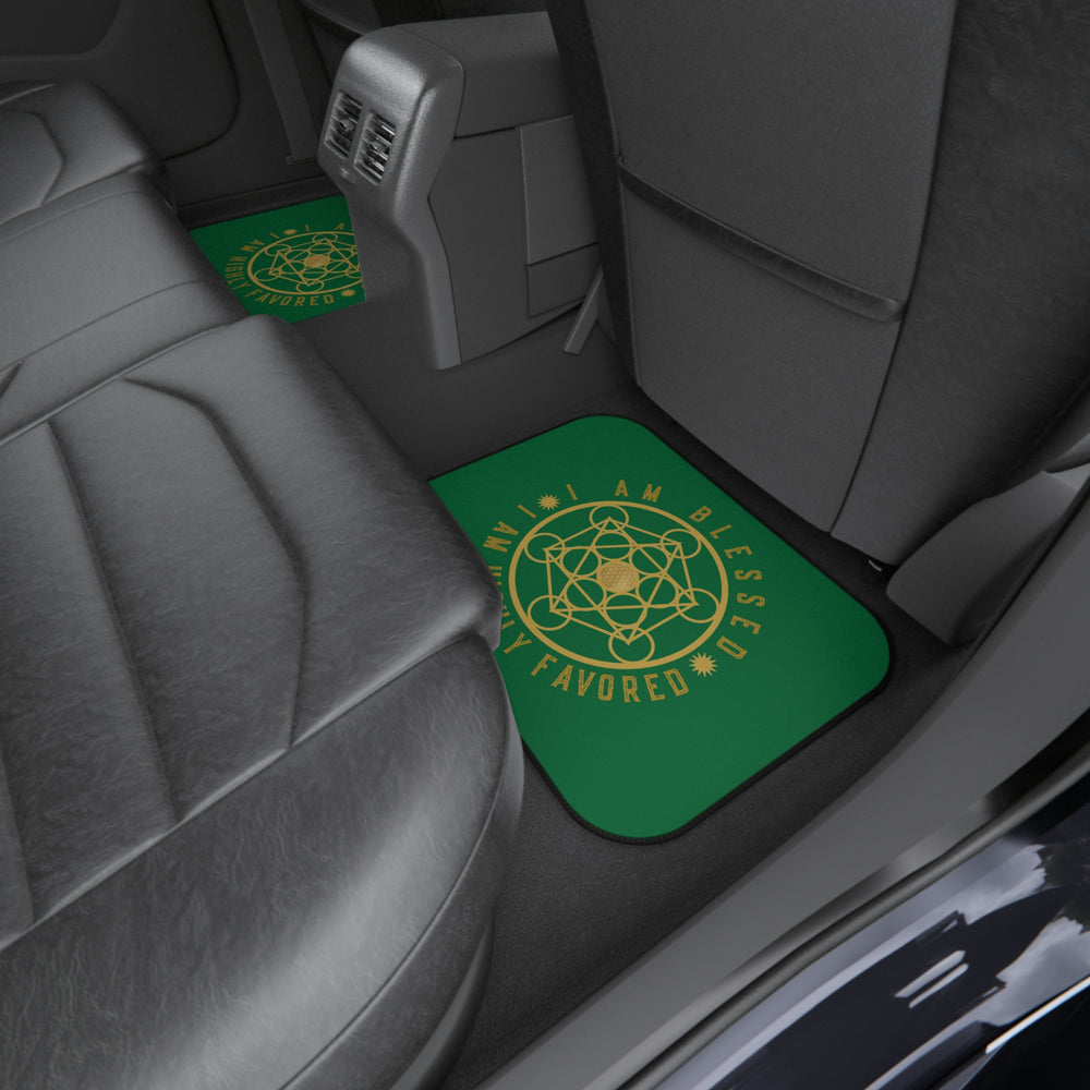 I AM BLESSED I AM HIGHLY FAVORED - Car Mats (Set of 4) - Green