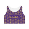 BLESSED - Boxed Design - Sports Bra (AOP) - PURPLE