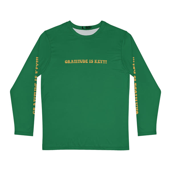 GRATITUDE IS KEY!!! Men's Long Sleeve Shirt (AOP) - GREEN