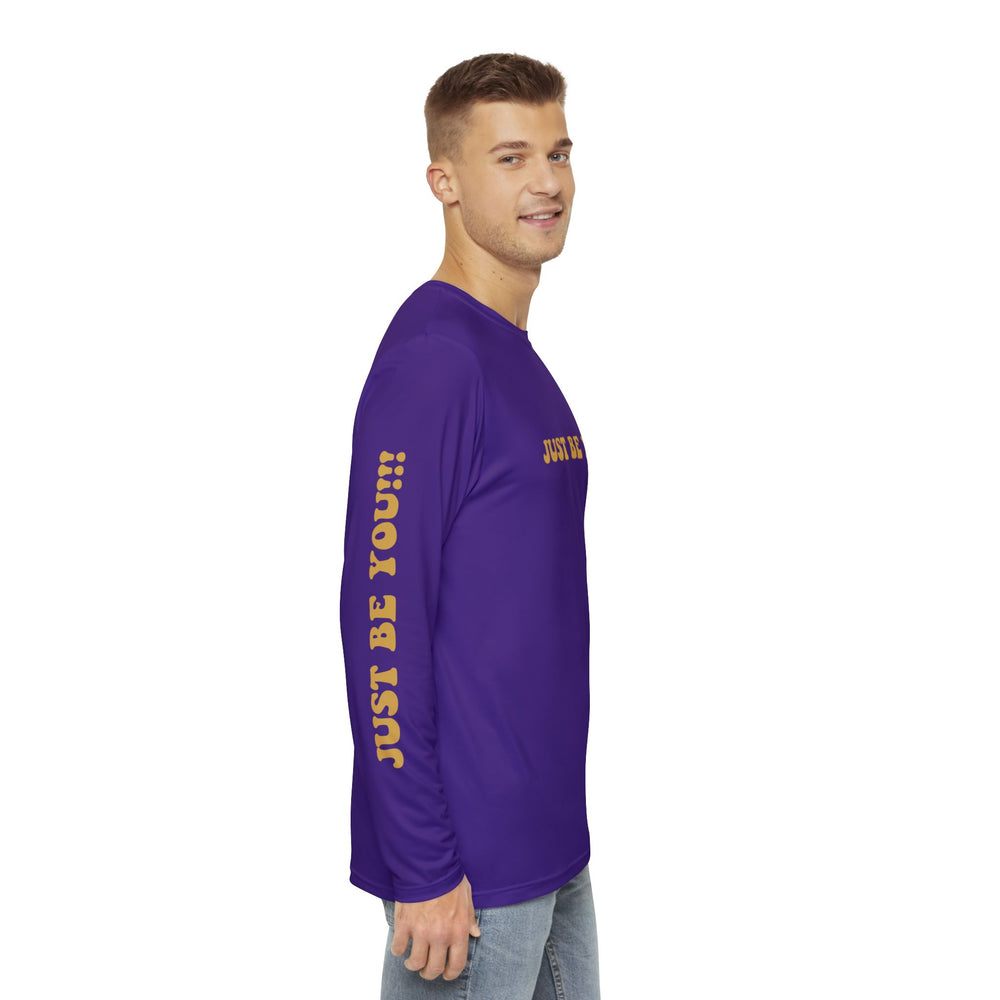 JUST BE YOU!!! Men's Long Sleeve Shirt (AOP) - PURPLE