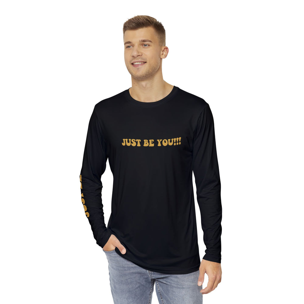 JUST BE YOU!!! Men's Long Sleeve Shirt (AOP) - BLACK