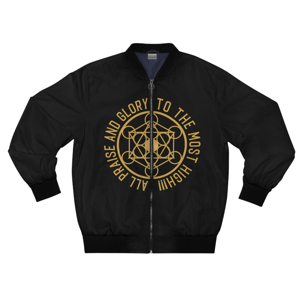 ALL PRAISE AND GLORY TO THE MOST HIGH !!!- Men's Bomber Jacket (AOP) - BLACK