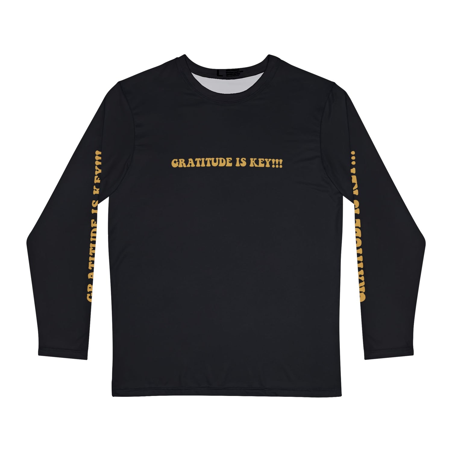 GRATITUDE IS KEY!!! Men's Long Sleeve Shirt (AOP) - BLACK