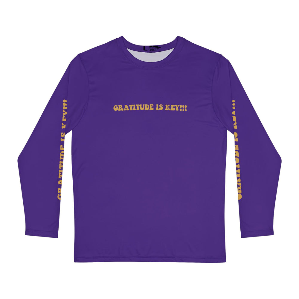 GRATITUDE IS KEY!!! Men's Long Sleeve Shirt (AOP) - PURPLE