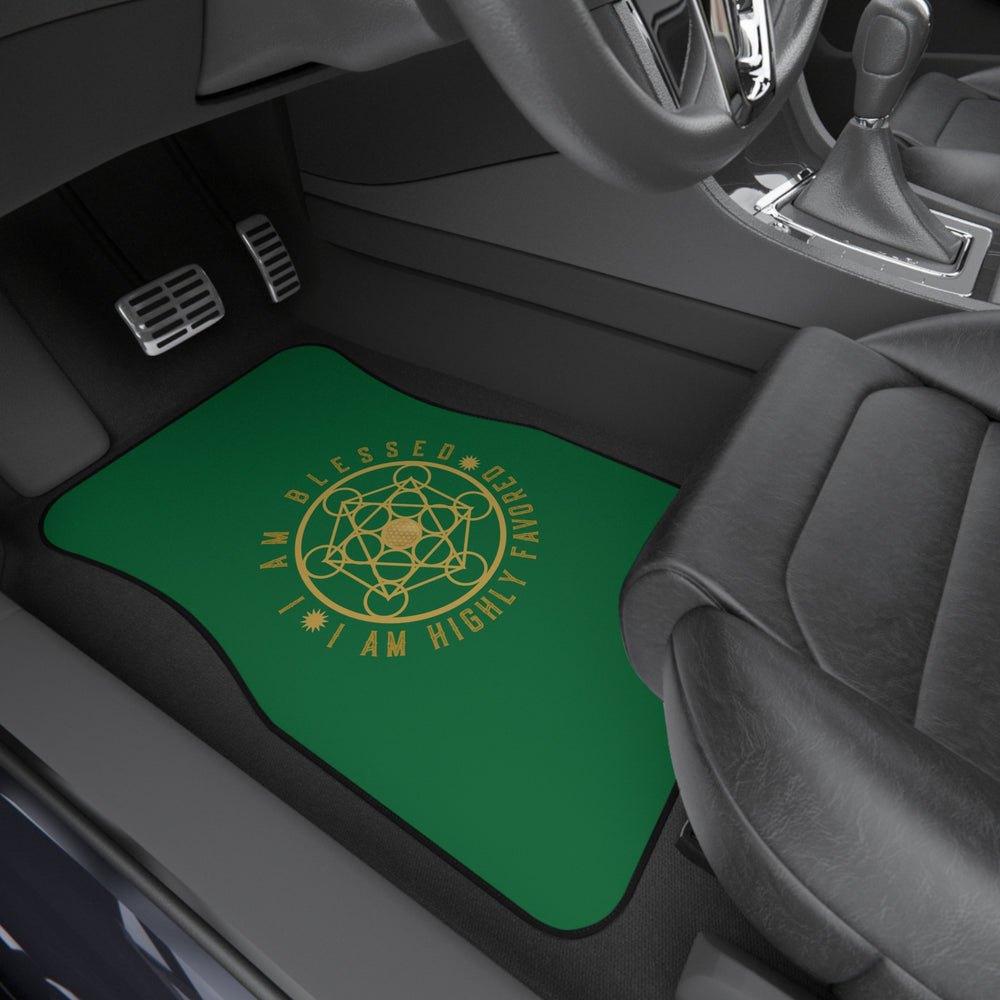 I AM BLESSED I AM HIGHLY FAVORED - Car Mats (Set of 4) - Green