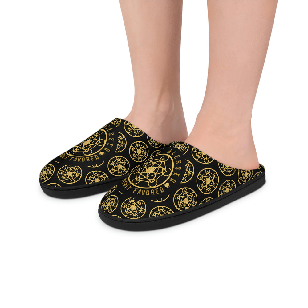 I AM BLESSED I AM HIGHLY FAVORED - Men's Indoor Slippers - Black