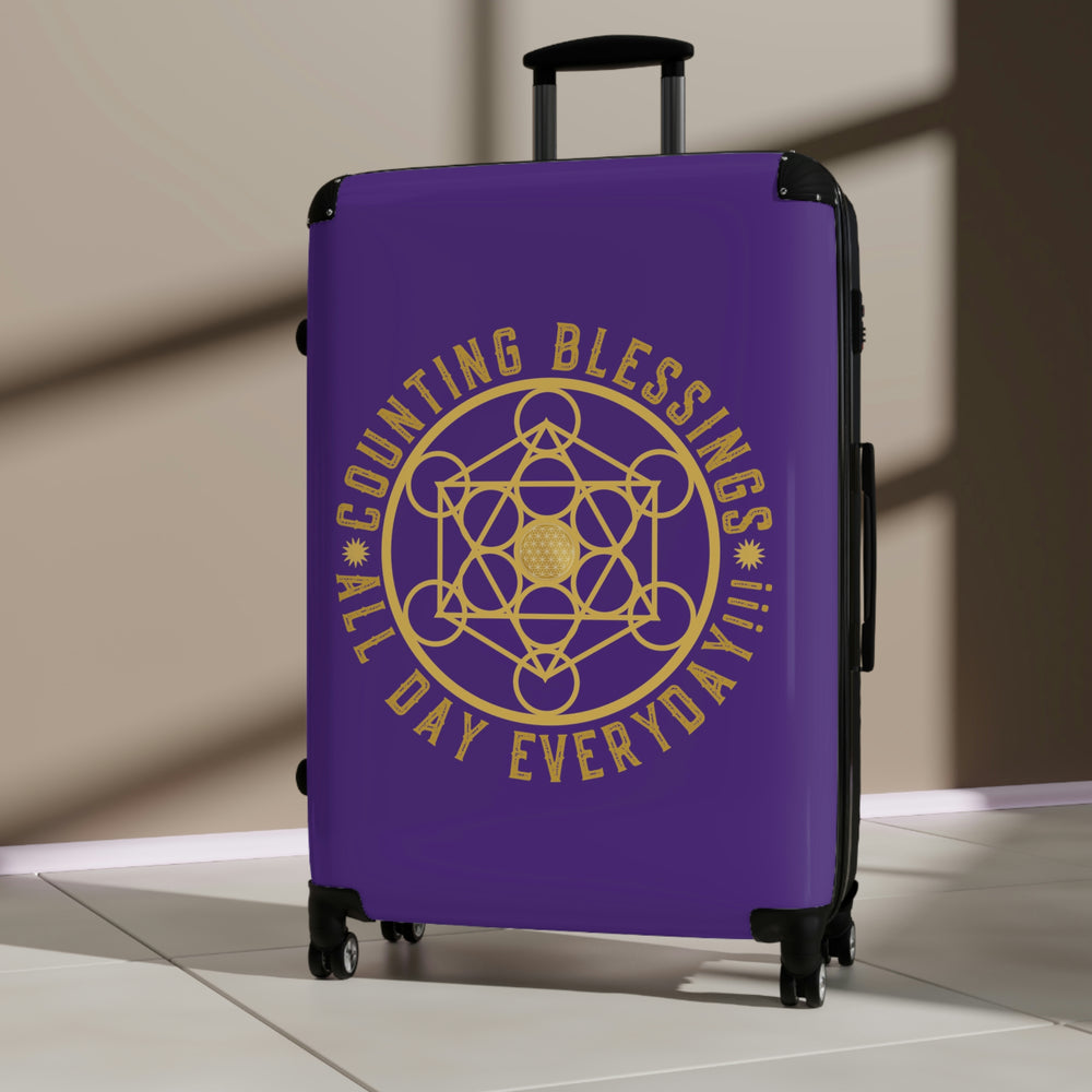 COUNTING BLESSINGS ALL DAY EVERYDAY!!! - Suitcase - Purple