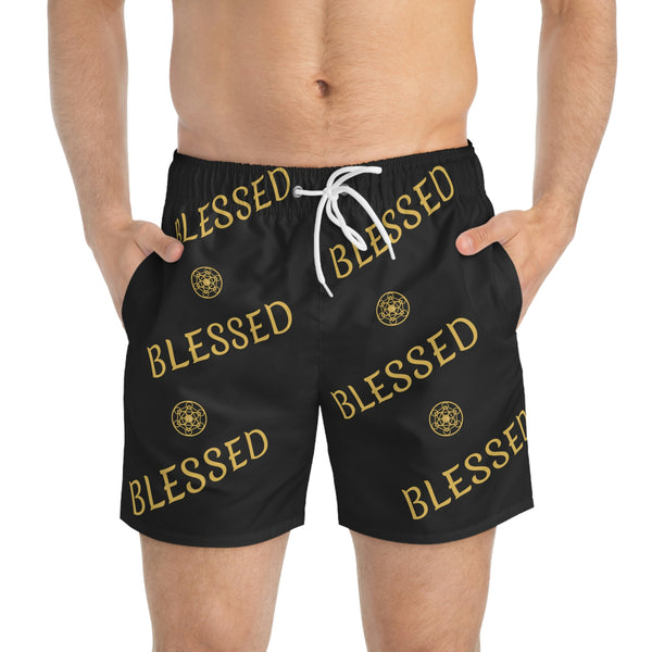 BLESSED - Swim Trunks (AOP) - Black