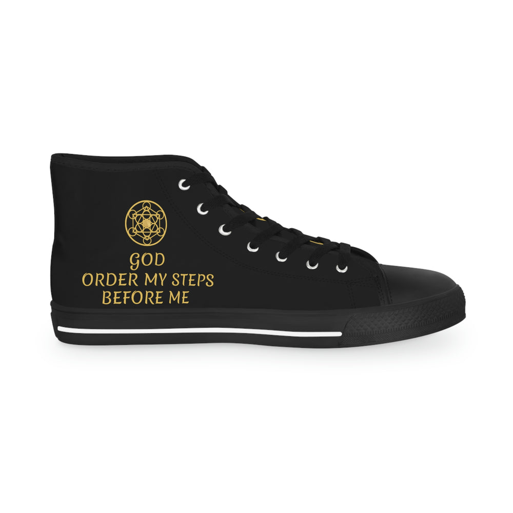 GOD ORDER MY STEPS BEFORE ME - Men's High Top Sneakers - Black