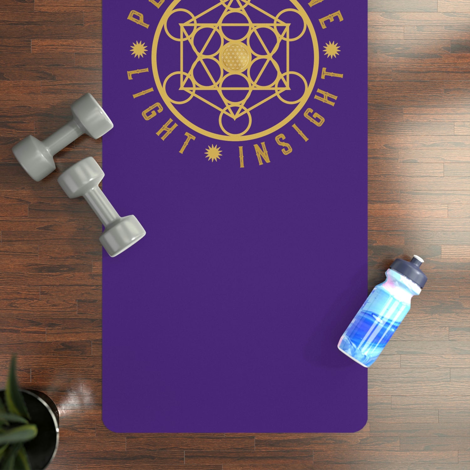 PEACE LOVE LIGHT INSIGHT - Rubber Yoga Mat - Purple