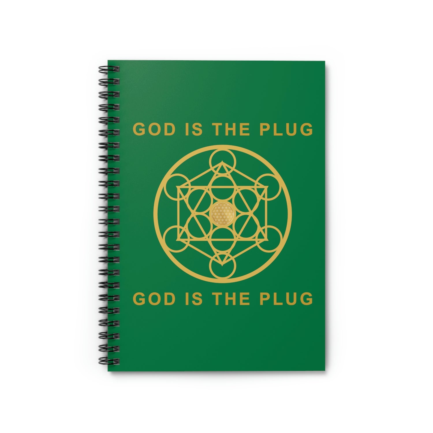 GOD IS THE PLUG - Spiral Notebook - Ruled Line - Green