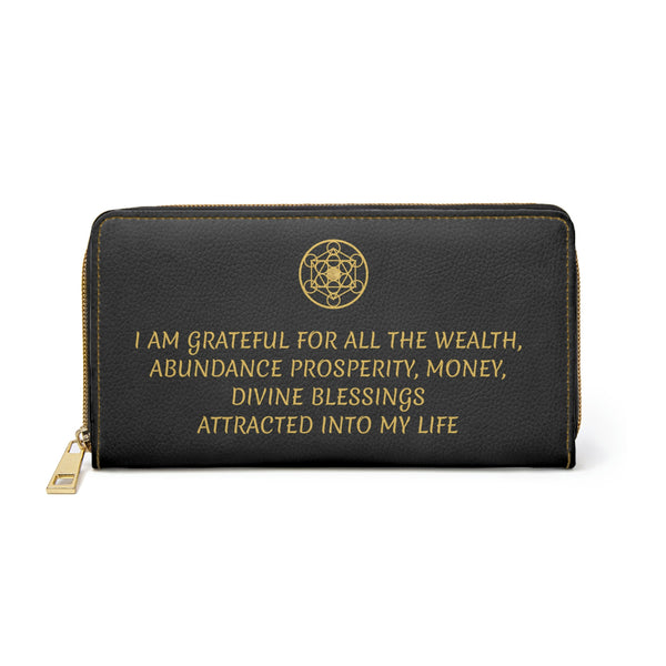 GRATEFUL FOR BLESSINGS - Zipper Wallet - Black