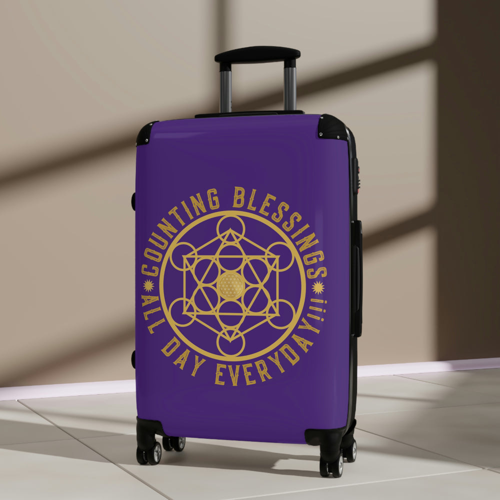 COUNTING BLESSINGS ALL DAY EVERYDAY!!! - Suitcase - Purple
