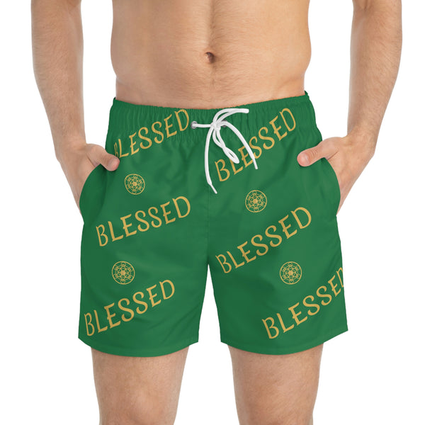 BLESSED - Swim Trunks (AOP) - Green