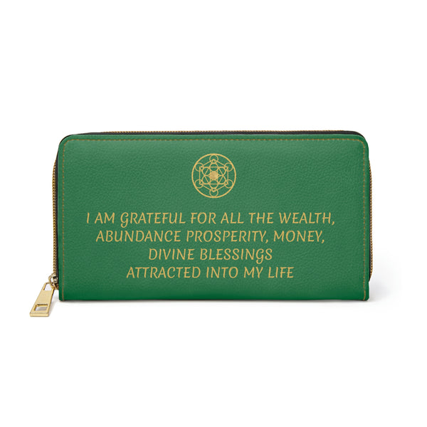 GRATEFUL FOR BLESSINGS - Zipper Wallet - Green