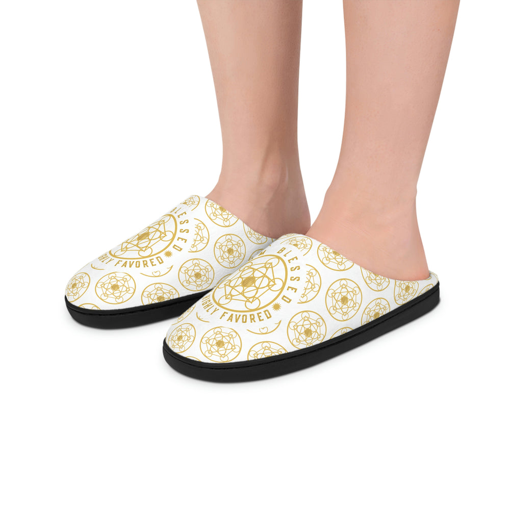 I AM BLESSED I AM HIGHLY FAVORED - Women's Indoor Slippers - White