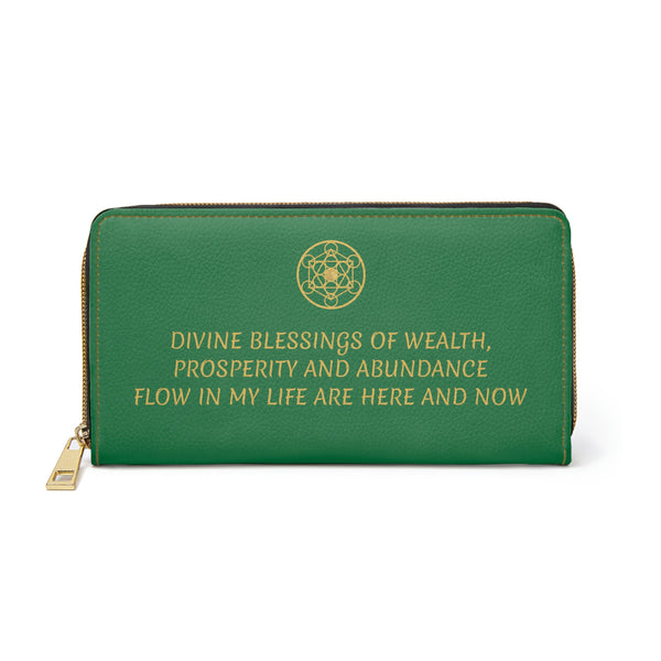 DIVINE BLESSINGS OF WEALTH - Zipper Wallet - Green