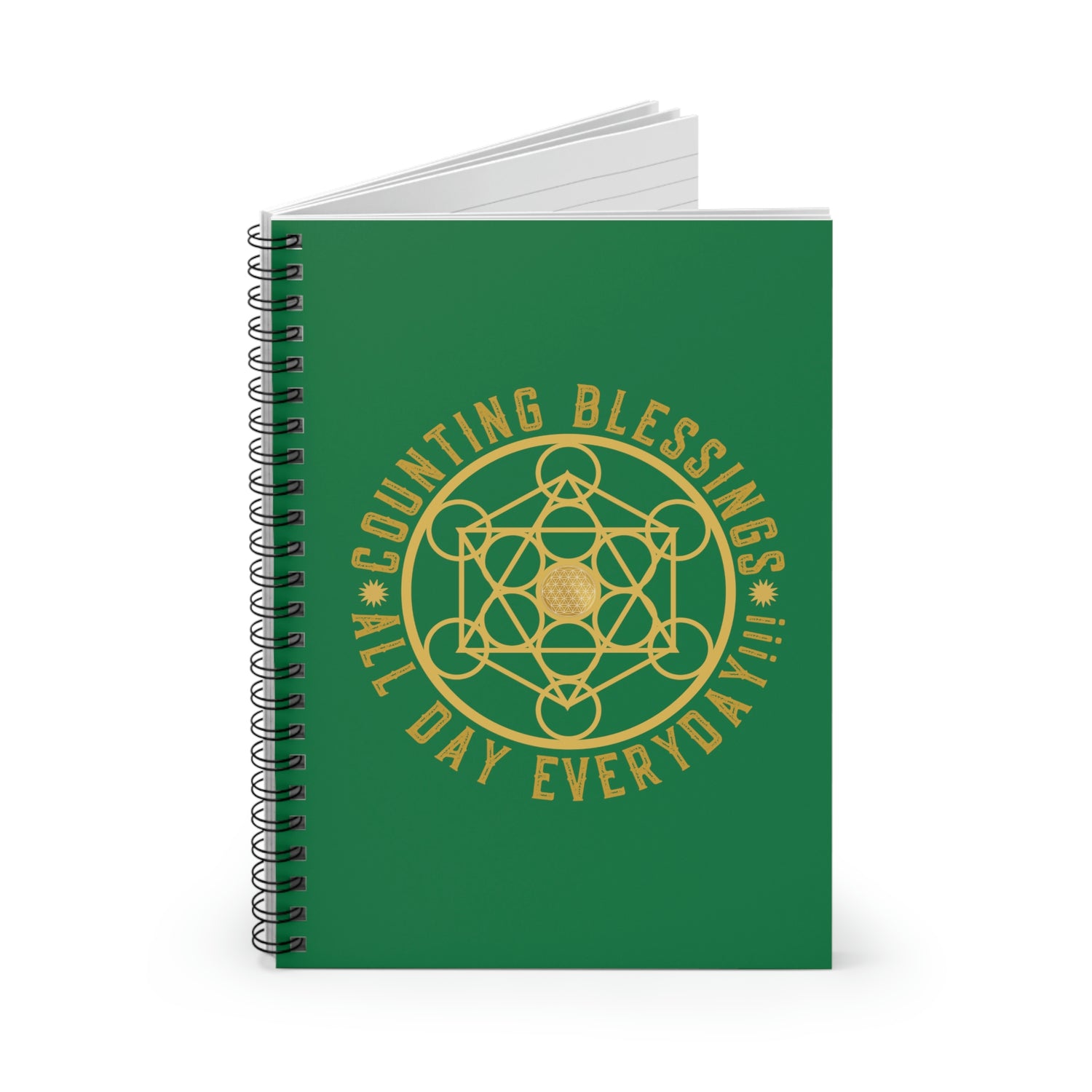 COUNTING BLESSINGS ALL DAY EVERYDAY!!! - Spiral Notebook - Ruled Line - Green