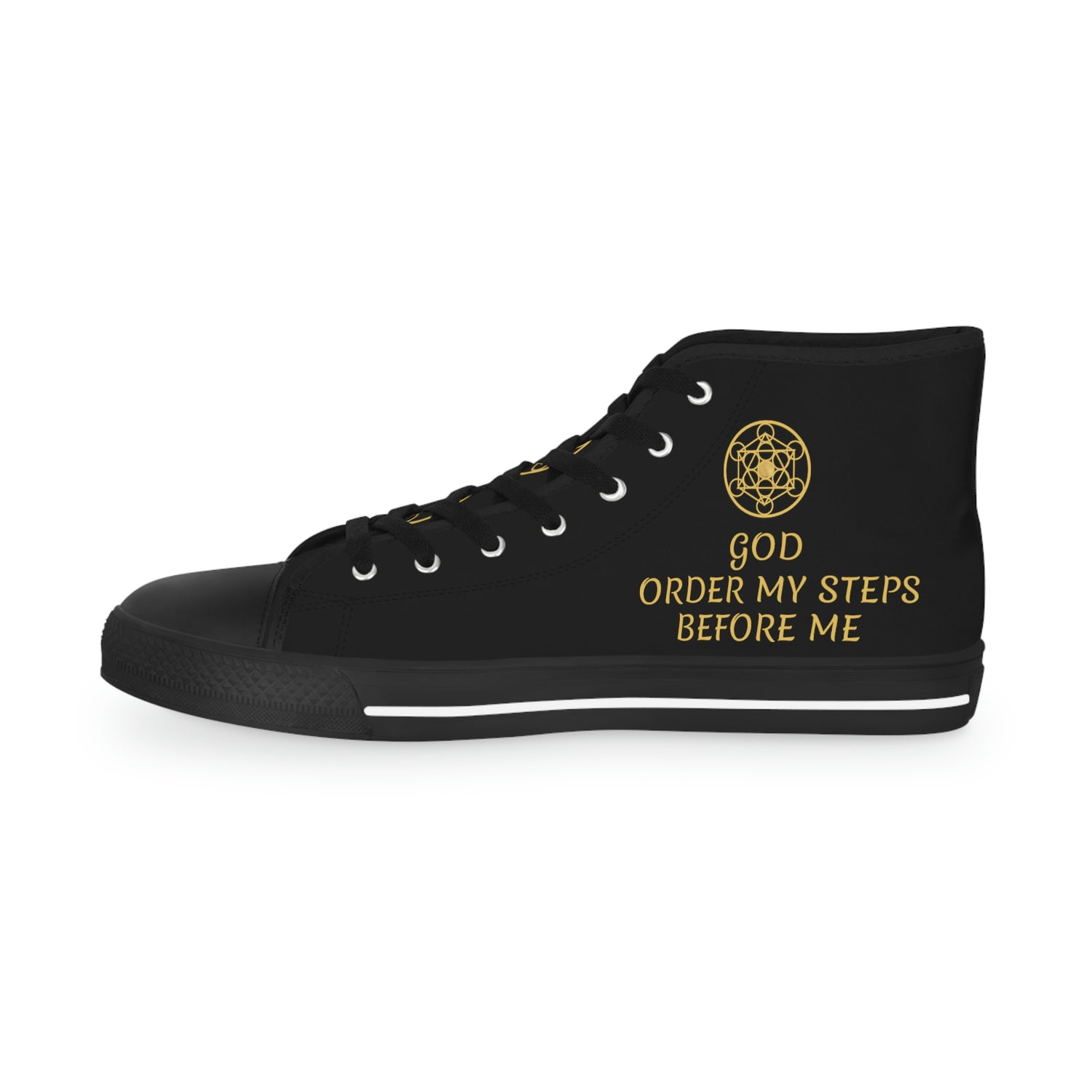 GOD ORDER MY STEPS BEFORE ME - Men's High Top Sneakers - Black