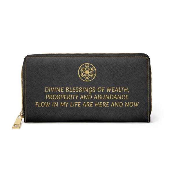 DIVINE BLESSINGS OF WEALTH - Zipper Wallet - Black